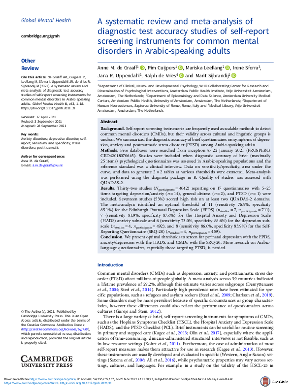 (PDF) A systematic review and meta-analysis of diagnostic test accuracy ...