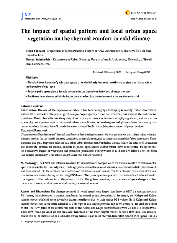 (PDF) The impact of spatial pattern and local urban space vegetation on ...