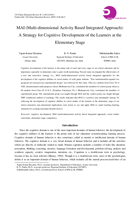 (PDF) MAI (Multi-Dimensional Activity Based Integrated Approach): A ...