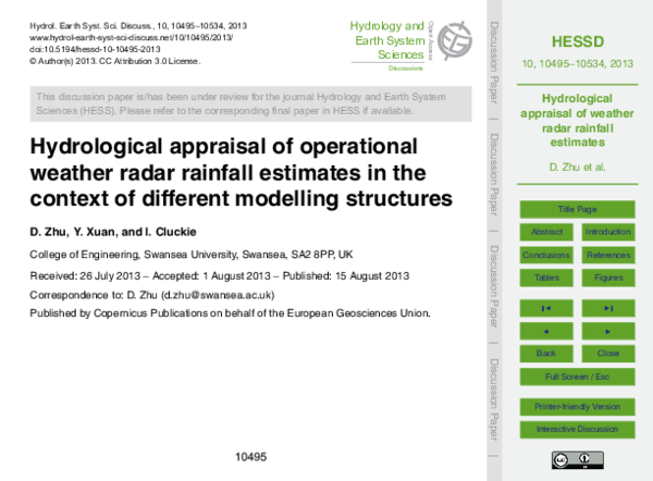 (PDF) Hydrological appraisal of operational weather radar rainfall ...