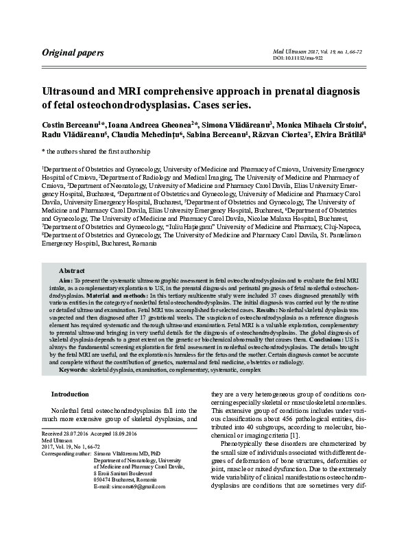 (PDF) Ultrasound and MRI comprehensive approach in prenatal diagnosis ...