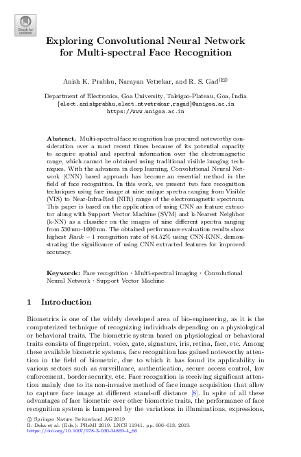 (PDF) Exploring Convolutional Neural Network for Multi-spectral Face ...