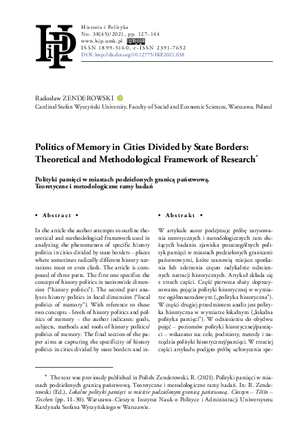 (PDF) Politics of Memory in Cities Divided by State Borders ...