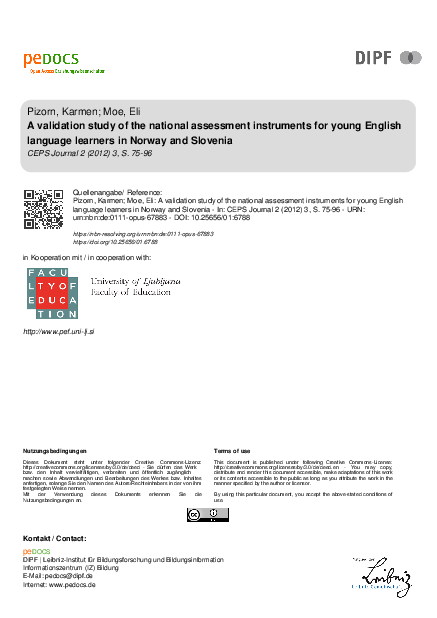 (PDF) A validation study of the national assessment instruments for ...