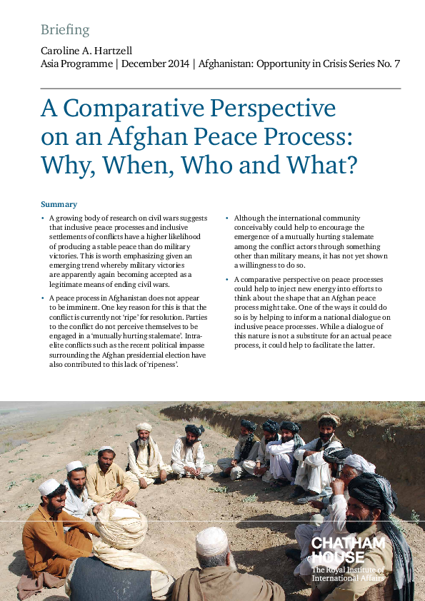 (PDF) A Comparative Perspective on an Afghan Peace Process: Why, When ...