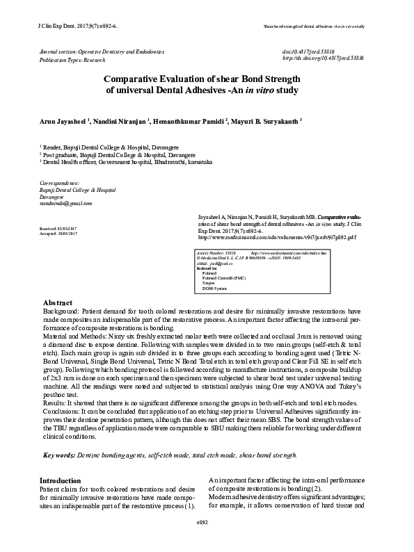 (PDF) Comparative Evaluation of Shear Bond Strength of a Self- Adhering ...