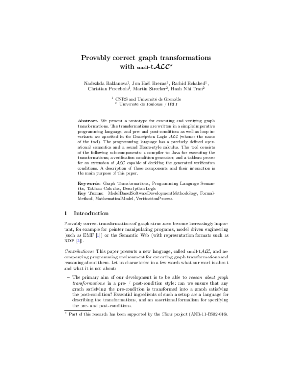 (PDF) Provably Correct Graph Transformations with Small-tALC