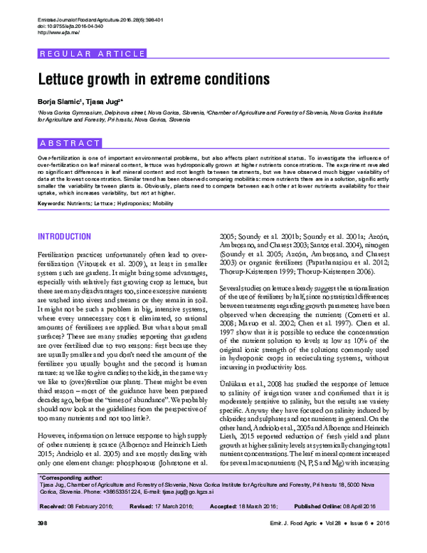 (PDF) Lettuce Growth in Extreme Conditions