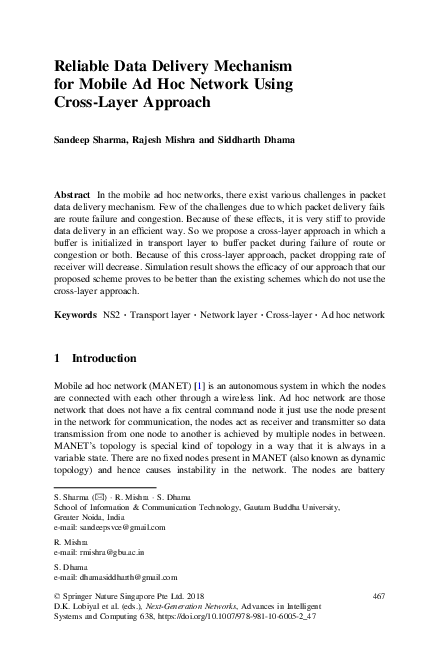 (PDF) Reliable Data Delivery Mechanism for Mobile Ad Hoc Network Using ...