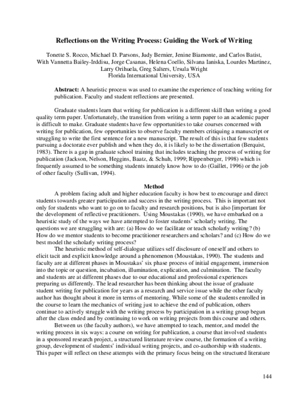 (PDF) Reflections on the Writing Process: Guiding the Work of Writing