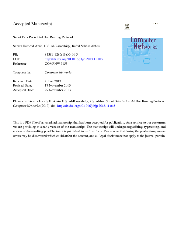 (PDF) Smart data packet ad hoc routing protocol