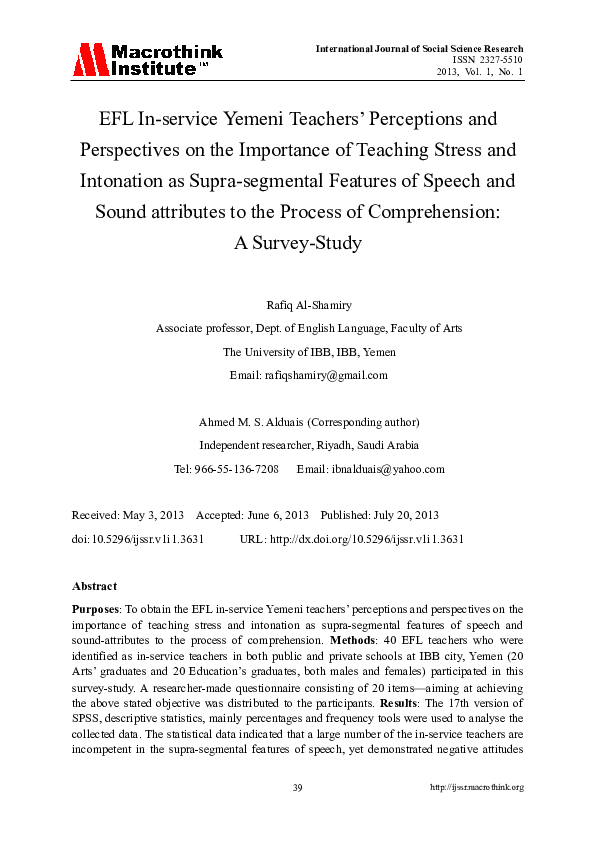 (PDF) EFL In-service Yemeni Teachers’ Perceptions and Perspectives on ...