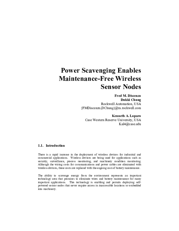 (PDF) Power Scavenging Enables Maintenance-Free Wireless Sensor Nodes