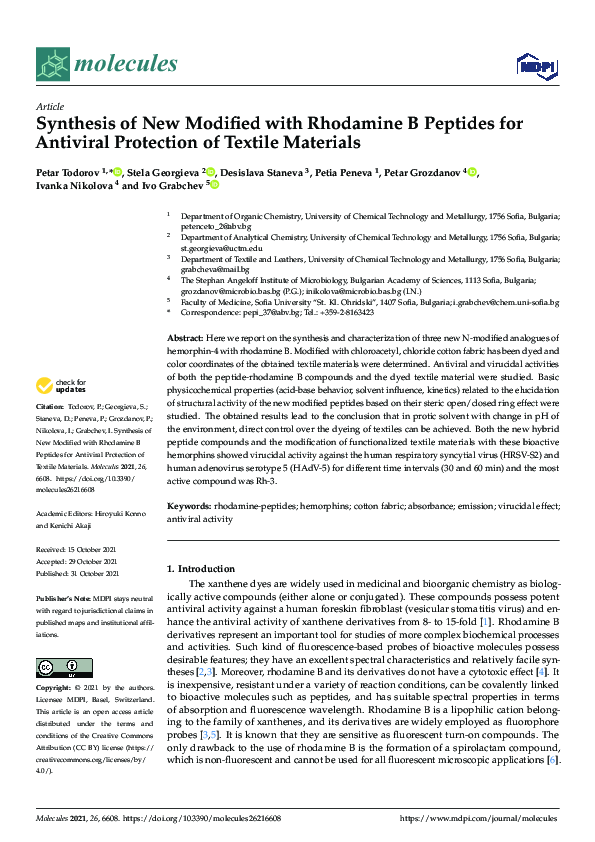 (PDF) Synthesis of New Modified with Rhodamine B Peptides for Antiviral ...