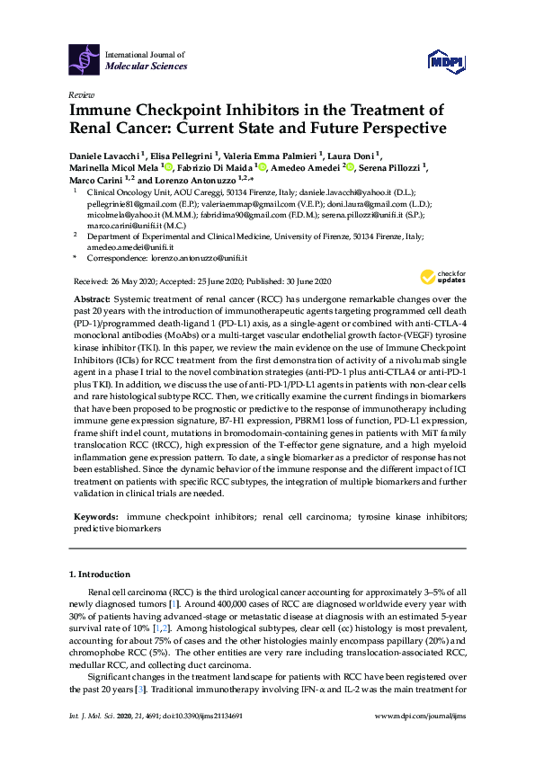 (PDF) Immune Checkpoint Inhibitors in the Treatment of Renal Cancer ...