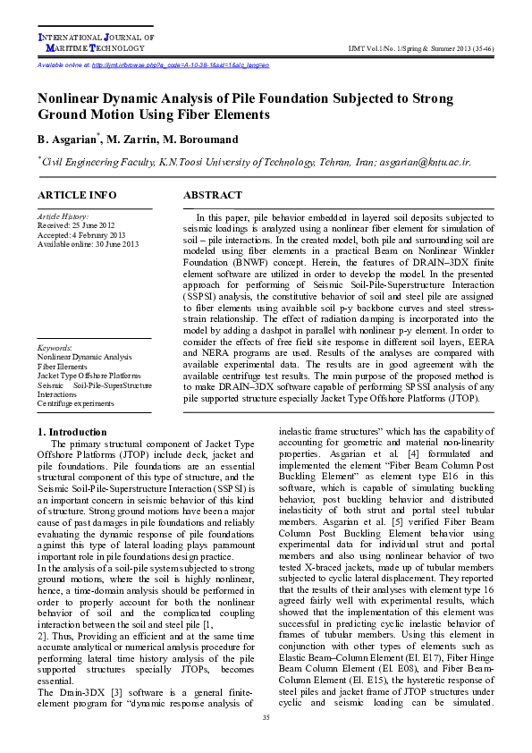 (PDF) Nonlinear Dynamic Analysis of Pile Foundation Embedded in Sand ...