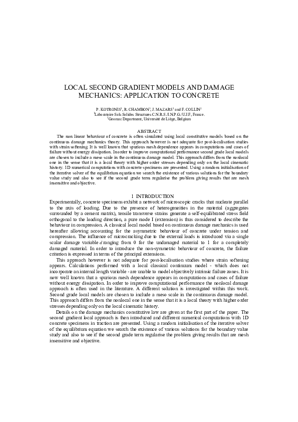 (PDF) Local second gradient models and damage mechanics: application to ...