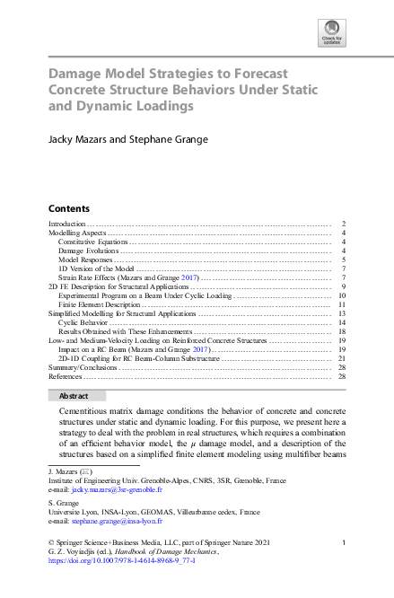(PDF) Damage Model Strategies to Forecast Concrete Structure Behaviors ...