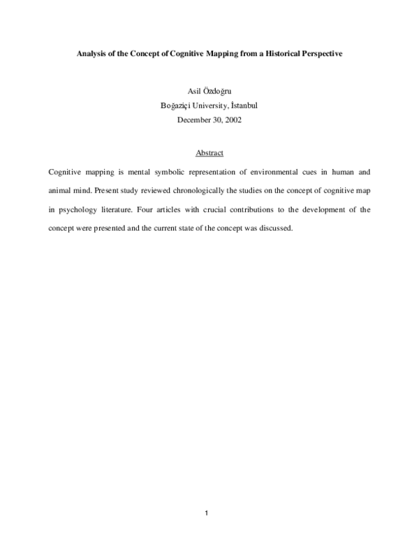 (PDF) Analysis of the Concept of Cognitive Mapping from a Historical ...