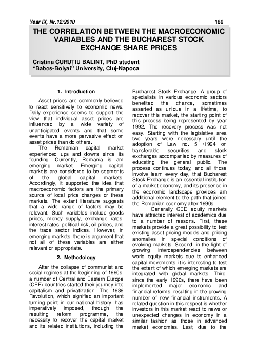 (PDF) The correlation between the macroeconomic variables and the ...