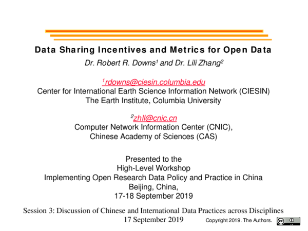 (PDF) Data Sharing Incentives and Metrics for Open Data