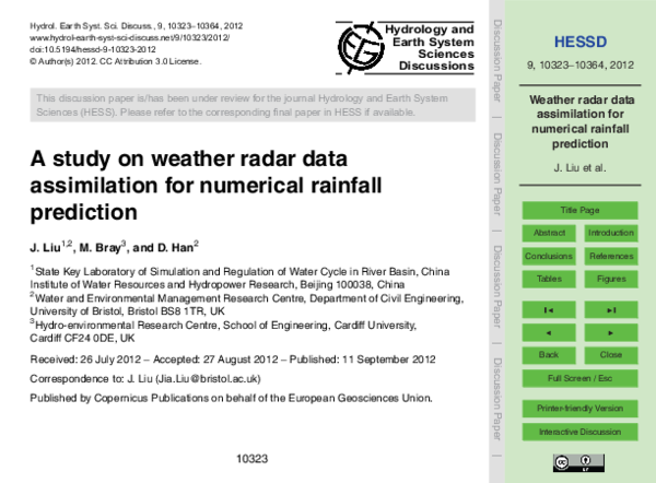 (PDF) A study on weather radar data assimilation for numerical rainfall ...