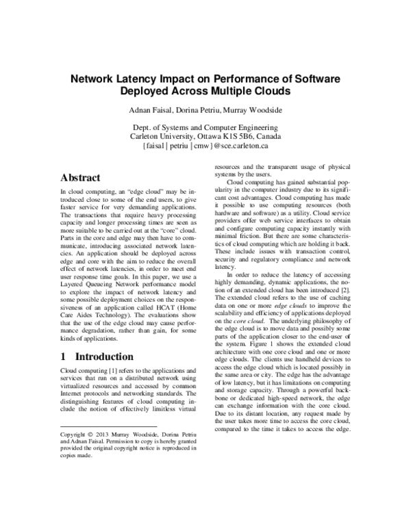 (PDF) Network latency impact on performance of software deployed across ...