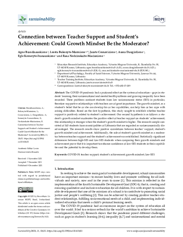 (PDF) Connection between Teacher Support and Student’s Achievement ...