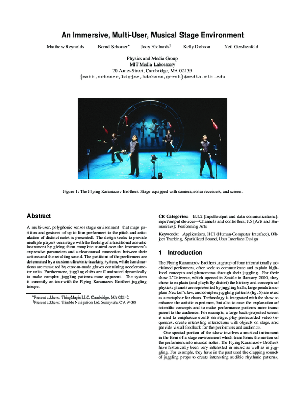 (PDF) An immersive, multi-user, musical stage environment