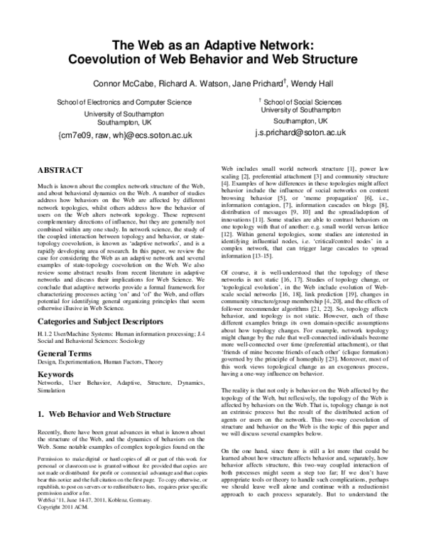 (PDF) The Web as an Adaptive Network