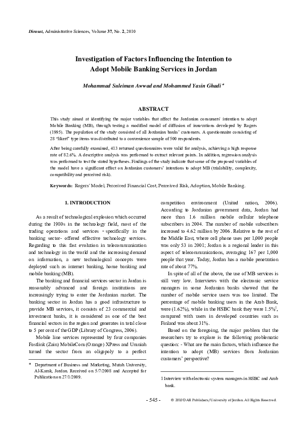 (PDF) Investigation of Factors Influencing the Intention to Adopt ...