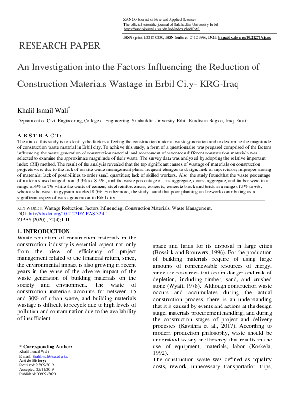 (PDF) An Investigation into the Factors Influencing the Reduction of ...