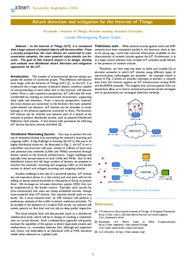 (PDF) Attack detection and mitigation for the Internet of Things