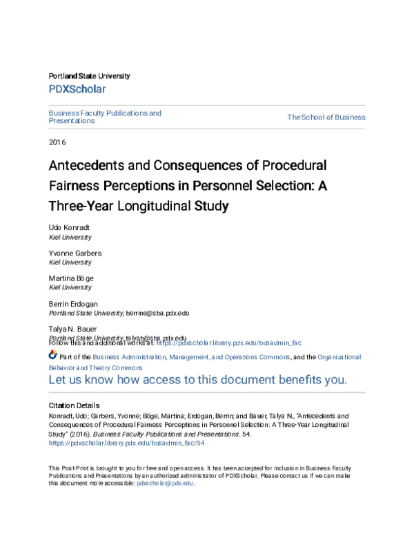 (PDF) Antecedents and Consequences of Procedural Fairness Perceptions ...