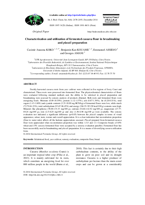 (PDF) Characterization and utilization of fermented cassava flour in ...