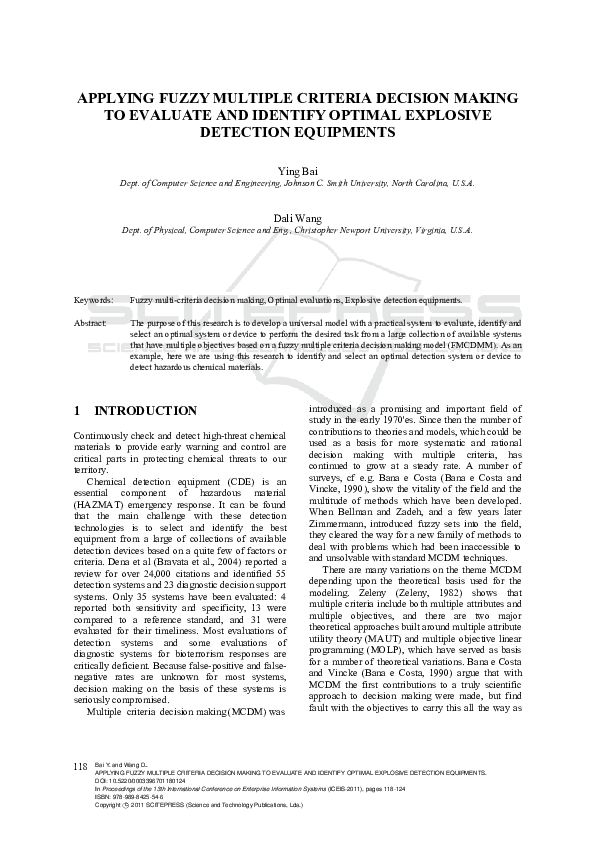 (PDF) Applying Fuzzy Multiple Criteria Decision Making to Evaluate and ...