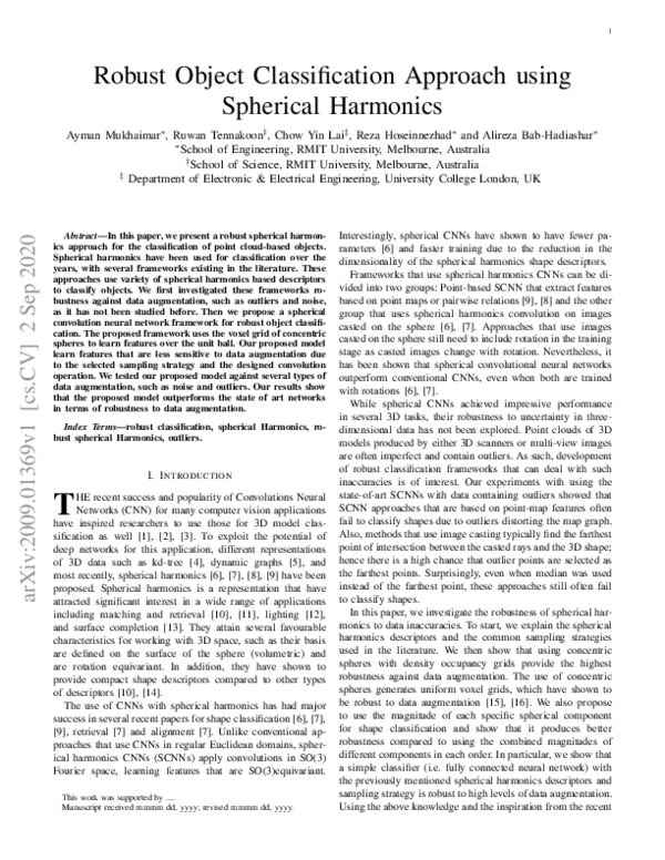 (PDF) Robust Object Classification Approach using Spherical Harmonics