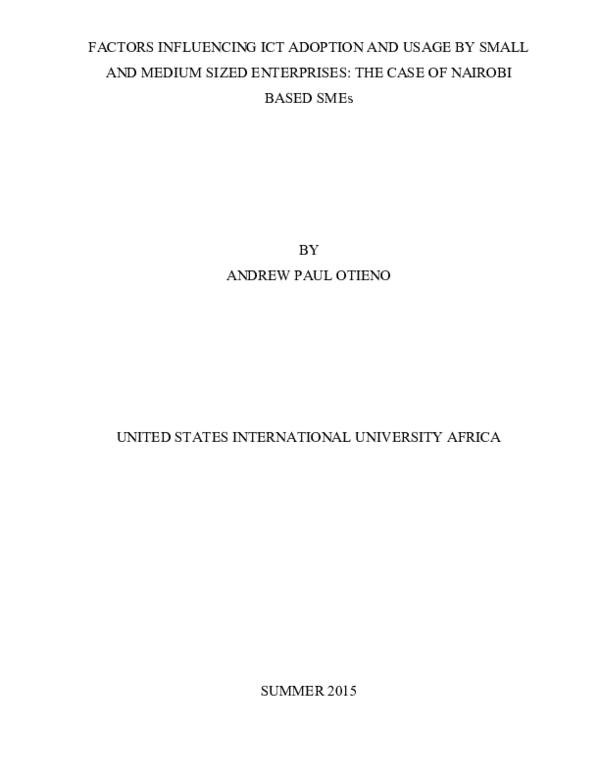 (PDF) Factors Influencing ICT Adoption and Usage by Small and Medium ...