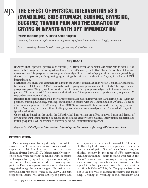(PDF) The Effect of Physical Intervention 5S'S (Swaddling, SideStomach