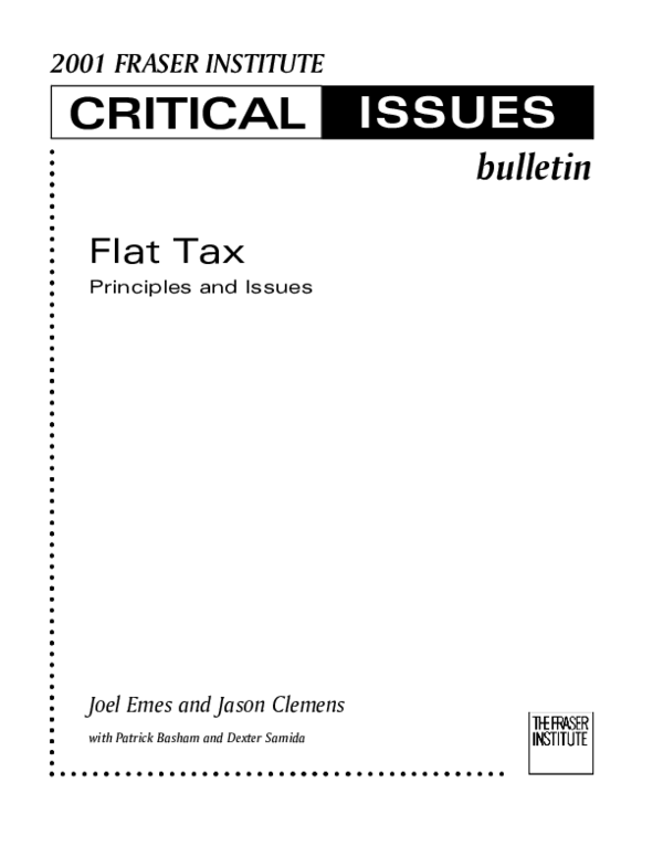 (PDF) Flat Tax Principles and Issues