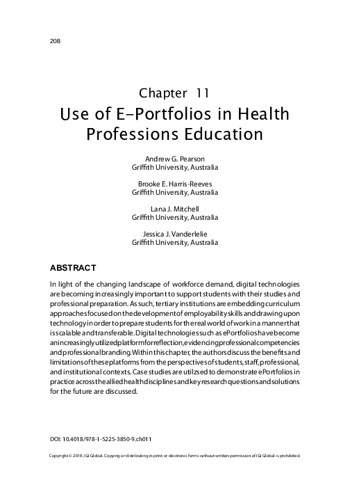 (PDF) Use of E-Portfolios in Health Professions Education