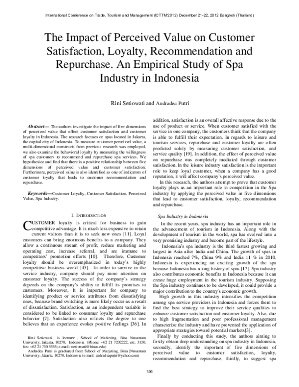 (PDF) The Impact of Perceived Value on Customer Satisfaction, Loyalty ...