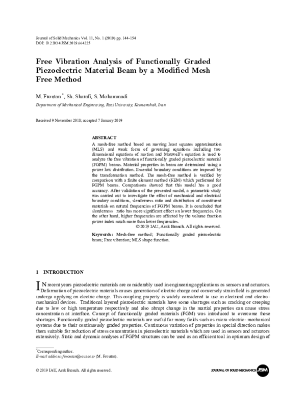(PDF) Free Vibration Analysis of Functionally Graded Piezoelectric ...