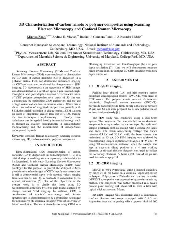 (PDF) 3 D Characterization of carbon nanotube polymer composites using ...