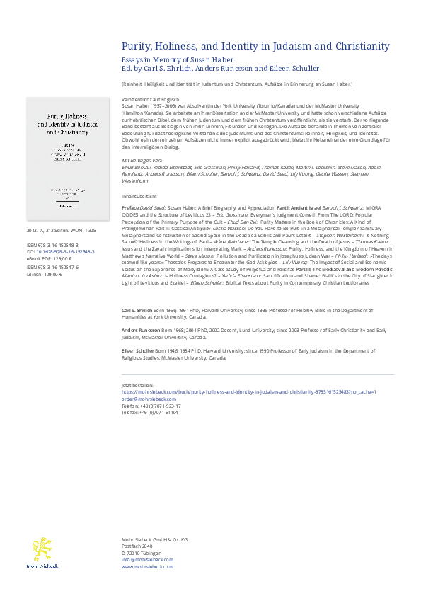 (PDF) Purity, Holiness, and Identity in Judaism and Christianity