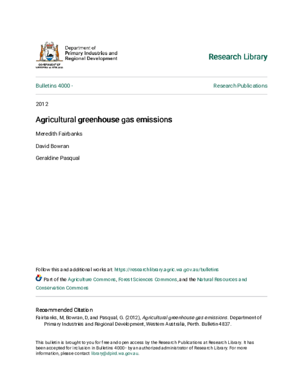 (PDF) Agricultural greenhouse gas emissions