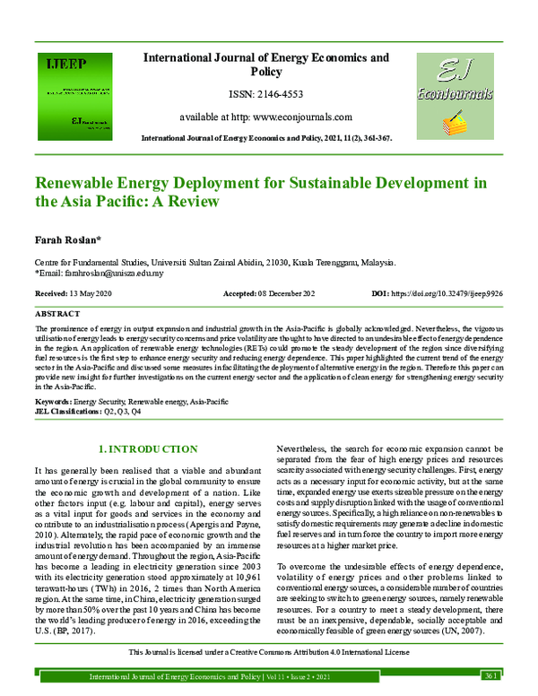 (PDF) Renewable Energy Deployment for Sustainable Development in the ...