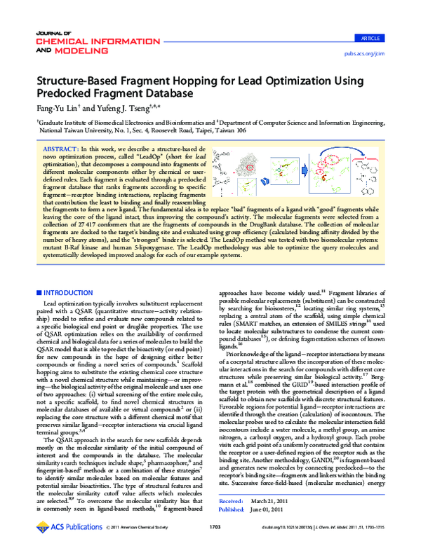 (PDF) Structure-Based Fragment Hopping for Lead Optimization Using ...