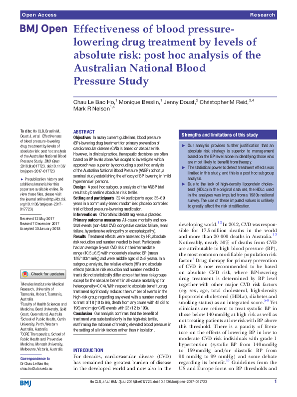 (PDF) Effectiveness of blood pressure-lowering drug treatment by levels ...