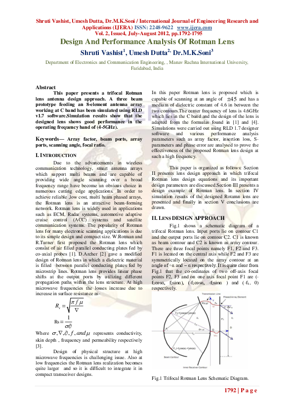 (PDF) Design And Performance Analysis Of Rotman Lens